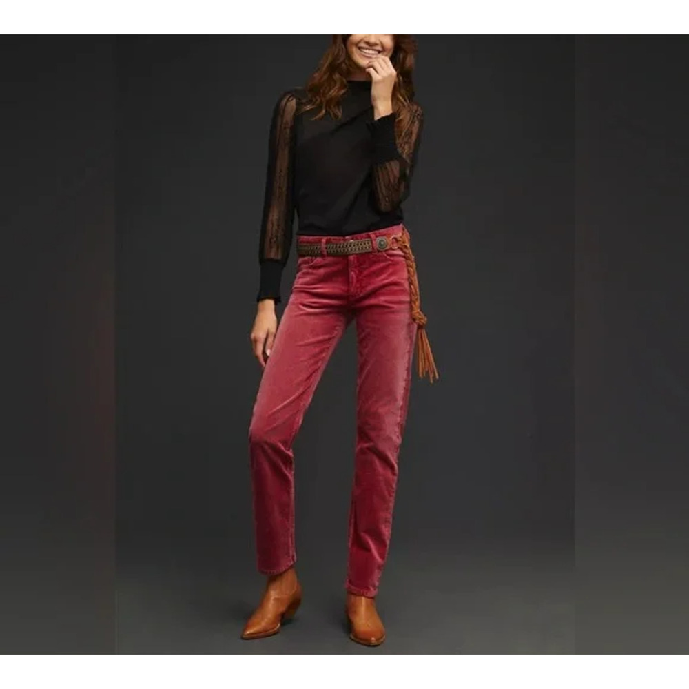Anthropologie Red Velvet Jeans